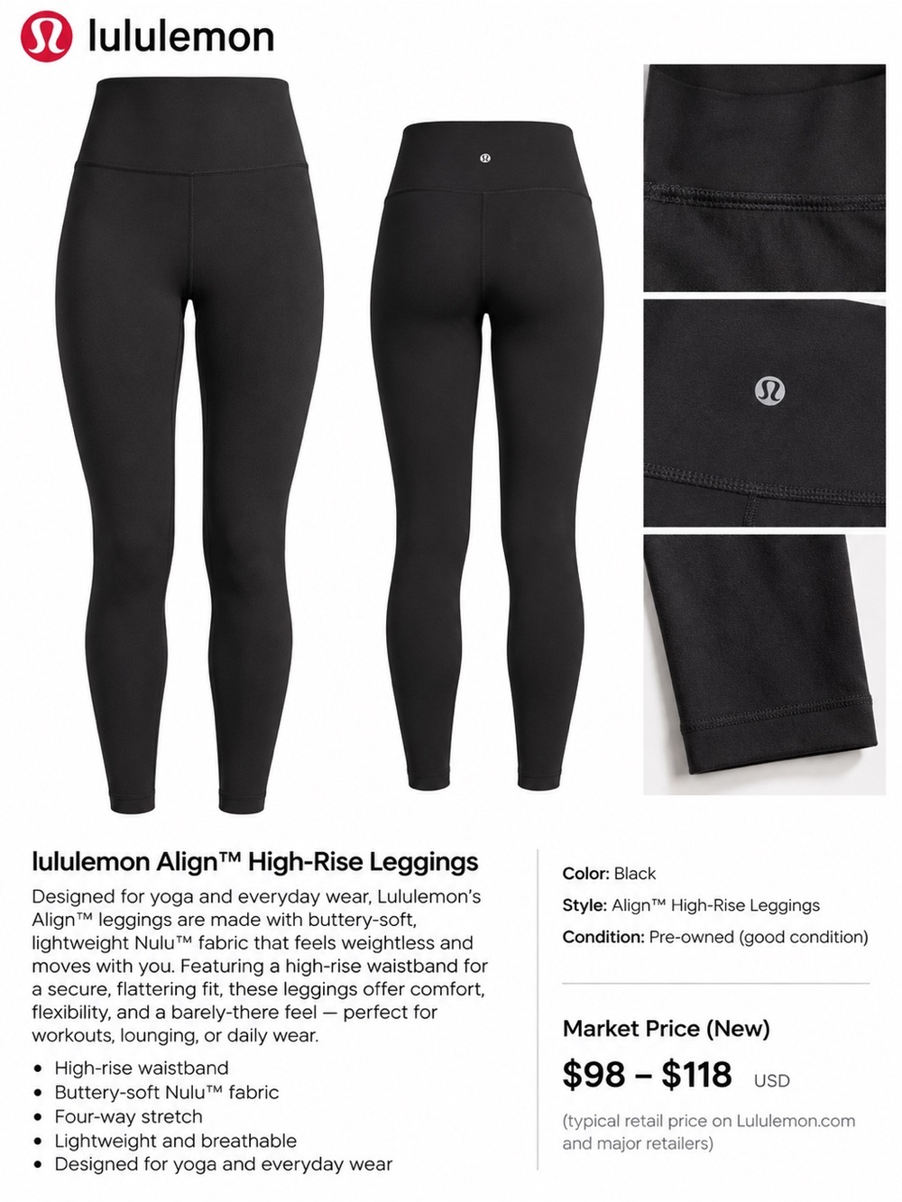 lululemon athletica Align High-Rise Leggings — Black